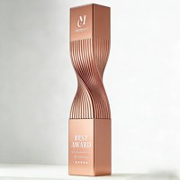 Nouveau trophée en résine à colonne torsadée or rose, récompense commémorative personnalisée pour la cérémonie annuelle de l'entreprise
