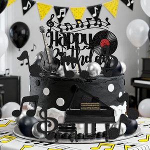 Black Music <strong>Birthday</strong> Cake Toppers Set <strong>Happy</strong> <strong>Birthday</strong> <strong>Piano</strong> Guitar Note Treble Clef Cake Decor Party Supplies Cake Decoration - Product Image 2