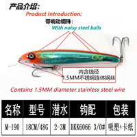 NOUVEAU OEM Leurre Minnow Lourd 180mm 48g pour lancer, avec hameçon VMC, pour eau salée, pêche au bar, au thon, au trolling, matériel de pêche artificiel
