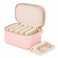 Sac à bijoux de voyage de haute qualité, intérieur en cortex, petits sacs séparés, boîte à boucles d'oreilles, boîte à collier, boîte à bagues, organisation de rangement, fermeture éclair