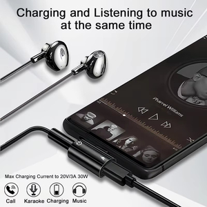 Adaptador de cargador y auriculares <span class=keywords><strong>USB</strong></span> tipo <span class=keywords><strong>C</strong></span> a 3,5mm, divisor de carga rápida de 30W con conector de Audio auxiliar para <span class=keywords><strong>Samsung</strong></span> Galaxy S24 23 Ultra - Product Image 6