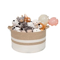 Voyage chez l'habitant vêtements sales panier de rangement tissé à la main coton corde peluche jouet Organisation baril pour petit espace vie