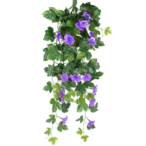 Guirnalda de flores artificiales de gloria de la mañana en cesta colgante, adorno para colgar en la pared, decoración para la sala de estar - Product Image 6