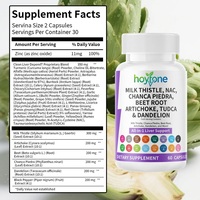 Cápsulas de Complejo de Cardo Mariano, NAC, TUDCA, Alcachofa, Remolacha y Diente de León de Marca Privada OEM, Suplemento Herbal para la Salud del Hígado, Vegano para Adultos