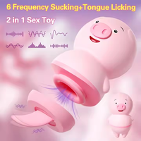 Sexy Niedlicher Schweinchen-Klitoris-Zungen-Leckvibrator Silikon-Klitoris-Nippel-Massagegerät Schneller Orgasmus USB-Aufladbar 6-Gang Wasserdicht