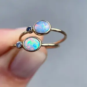 Delicate zircon rings mystic white blue fire opal 9245 sterling silver rings for women and girls