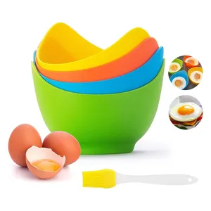 Silicone Egg Poaching Cups with Ring Standers For Microwave or Stovetop Egg Cooking BPA Free,Stove Top and Dishwasher Safe