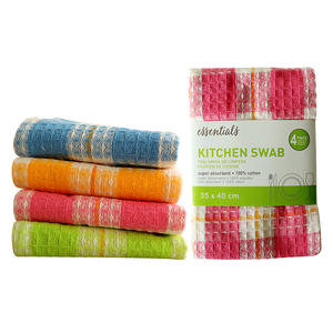 Lot de 4 torchons de cuisine essentiels en coton à carreaux, absorbants, pour le nettoyage domestique - Product Image 3