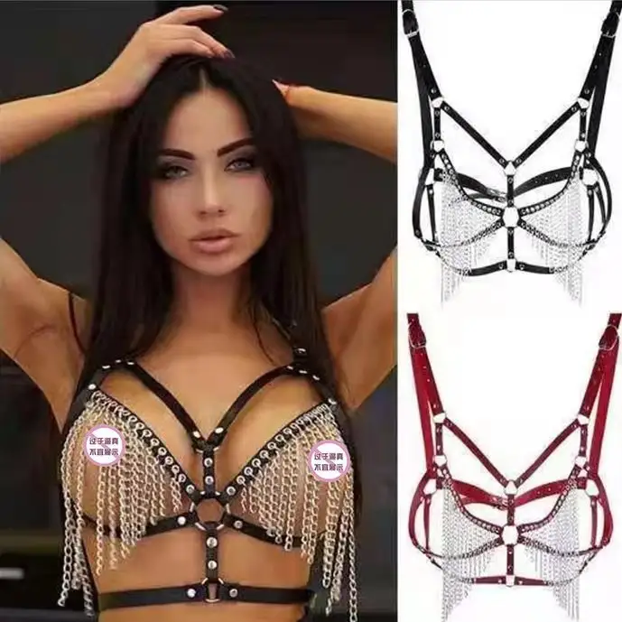 Cintura di rilegatura a catena in pelle cintura di imbracatura all'ingrosso Body Bondage design style Sexy SM Women Harness Lingerie