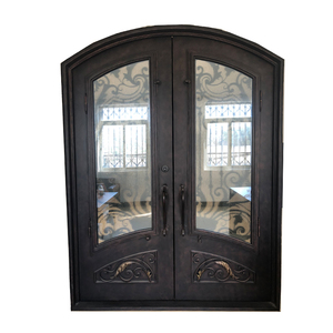 Nouveau Pas Cher Moderne Simple Simple Double Fenêtre Arche De Porte Top Sécurité Avant Entrée Principale Porte En Fer Forgé rupture thermique - Product Image 6