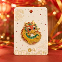 Broche Mignonne Dragon Chinois 3D en Émail Souple, Contour Doré, Bijoux du Nouvel An Chinois, Épingles de Revers, Badges Métalliques Personnalisés en Gros