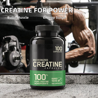 Kapsul Creatine Monohydrate Mikronisasi Suplemen Dewasa OEM/ODM Label Pribadi BCAA Alami Rendah Karbohidrat Vegan Bebas Gluten untuk Otot