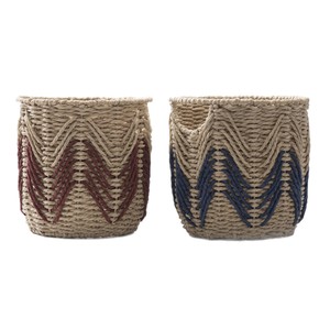 Cesta Tejida de Estilo Nórdico, Cesta de Almacenamiento Hecha a Mano, Azul y Roja, Forma Irregular, Ecológica, Decoración para el Hogar, Dormitorio, Habitación Infantil - Product Image 4