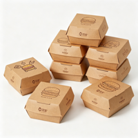 Maßgefertigte Flache Burger-Boxen im Großhandel, Einweg-Lebensmittelverpackungen aus Kraftpapier, Fettabweisend, für Food Trucks und Restaurants, OEM-Lieferung