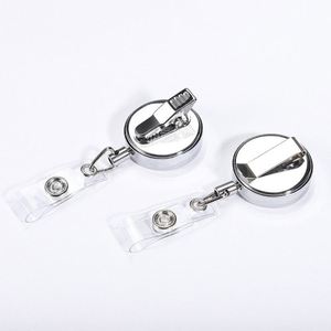 Porte-badge rétractable tout métal avec cordon en acier, boucle facile à dégager, 32 mm, rond et plat, pour carte d'identité - Product Image 2
