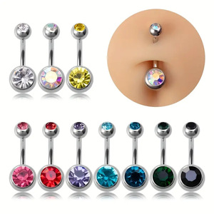 Boucles d'oreilles clous de nez <span class=keywords><strong>en</strong></span> acier inoxydable serties de diamants colorés - Bijoux de corps unisexes tendance 16 mm - Product Image 2