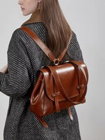 Tas Ransel Wanita Kulit Sapi Lapis Lilin Vintage, Kapasitas Besar, Multifungsi, Bisa Dipakai Sebagai Tas Selempang