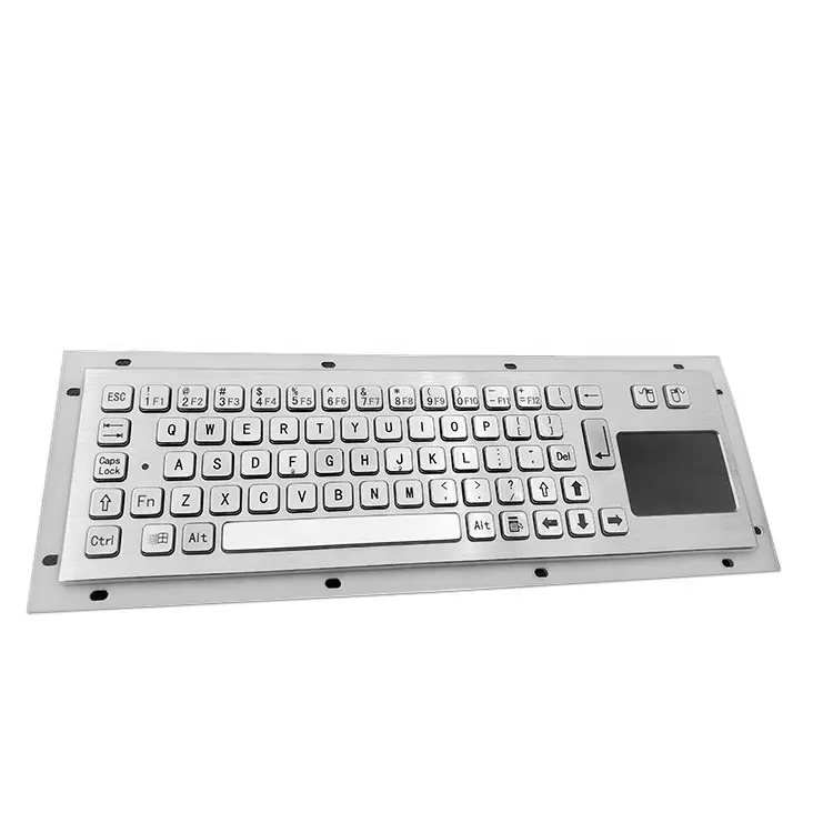 67 keys stainless steel metal mounted industrial mechanical keyboard with touchpad or trackball or backlight for selection