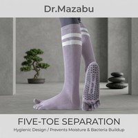 Chaussettes de yoga antidérapantes à cinq doigts, hauteur genou, haute compression, pour Pilates et fitness en salle de sport - Coton/Polyester/Spandex, toutes saisons