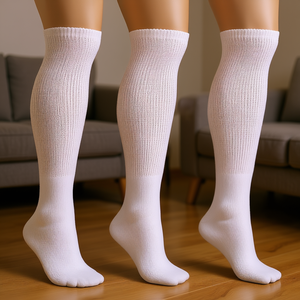 Calcetines de Algodón hasta la Rodilla para Hombre, para Diabéticos, Acolchados, Transpirables, Sin Elásticos, Tallas 9-15, para Aliviar la Hinchazón - Product Image 2