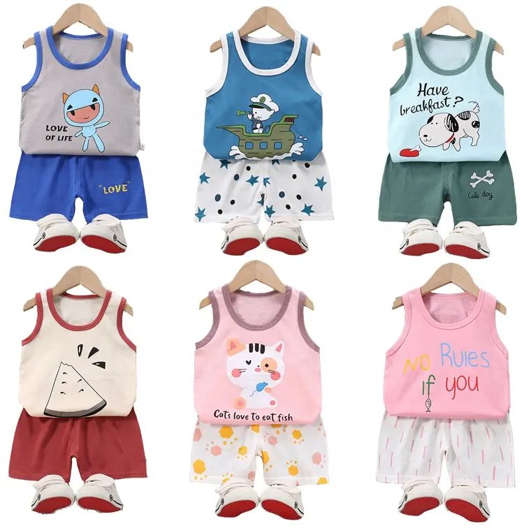 Hot Sale Zomer Designer Baby Kleding Tweedelige Baby Jongens Pyjama Sets Baby Katoenen Pyjama