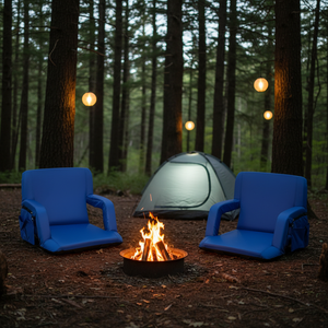 Bantal Duduk Lipat Portabel Nyaman Warna Biru untuk Luar Ruangan, Bantalan Stadion dengan Tali Pengikat yang Dapat Disesuaikan dan Penyangga Punggung - Product Image 4