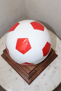 High Quality Red and White Wooden Urn with Football Style Design and Brass Name Plate New Adult Cremation Funeral <b>Supplies</b> - Product Image 3