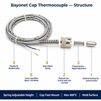 Thermocouples de type baïonnette HUADONG avec une pointe de détection de température sphérique