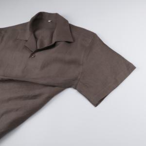 <span class=keywords><strong>Camicia</strong></span> da uomo <span class=keywords><strong>marrone</strong></span> in 100% <span class=keywords><strong>lino</strong></span> traspirante a maniche corte con colletto cubano, due ampie tasche applicate, abbottonata, casual, per l'estate e le vacanze - Product Image 4
