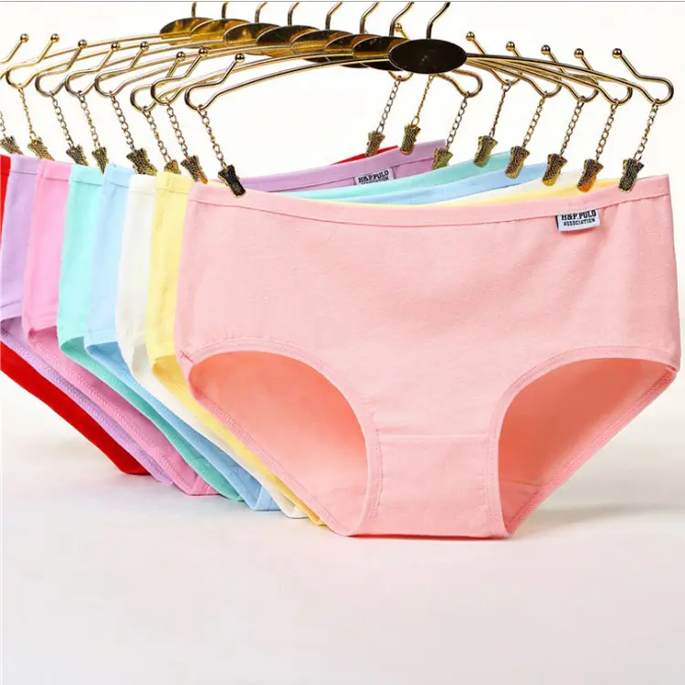candy color seamless underwear cute cotton pink color ladies cotton underwear mid waist solid panties ladies underwear