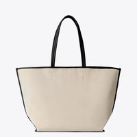 Sac fourre-tout d'épaule en toile écologique pour femme, grande capacité, léger, avec garnitures en PU, idéal pour le travail - Collection 2026 (vente en gros)