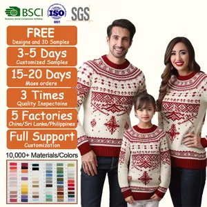 Sweater rajut katun Terry kustom pakaian ayah ibu dan saya Keluarga cocok kasual pesta liburan rajutan Sweater Natal