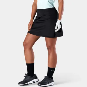 OEM Ladies Summer Sports Wear Black Plain Polyester Golf Skirt Knit Skirt For Women