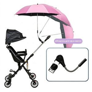 Parasol pratique pour poussette de bébé |   Support réglable <span class=keywords><strong>anti</strong></span>-<span class=keywords><strong>UV</strong></span> et imperméable avec revêtement noir |   Parapluie de pluie pour poussette d'enfant, pour l'extérieur - Product Image 5