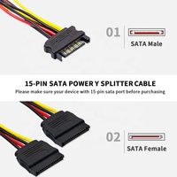 1 Kabel Pemisah Y Daya PVC 15 Pin SATA 1 Jantan ke 2 Betina untuk Komputer HDD SSD Casing PC
