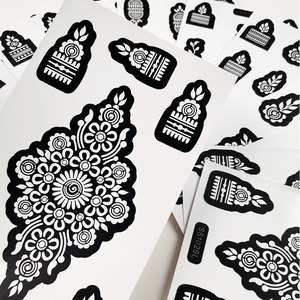 Plantilla autoadhesiva de PVC personalizada, transferencia DIY, pegatina temporal de impresión, pintura facial de mano, plantilla de tatuaje con aerógrafo Henna - Product Image 3