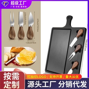 Tabla de cortar de bambú transfronteriza de 16 pulgadas con asa, ideal para mantequilla y frutas, con juego de cubiertos personalizado. - Product Image 4