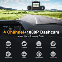 Caméra embarquée 4 canaux 1080P Full HD avant, intérieur, arrière avec Wi-Fi intégré, vision nocturne et moniteur de stationnement