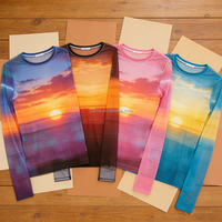 Camiseta de Manga Larga para Hombre, Diseño Gráfico Digital Personalizado, Tejido Transpirable y Ajustado