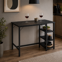 Table de cuisine moderne avec étagères latérales de rangement, plan de travail aspect marbre pour la salle à manger et la préparation des repas