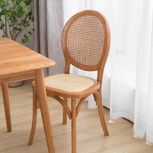 Chaise en osier, style nordique, vintage, minimaliste, pastoral, campagnard, en bois massif, chaises de salle à manger mobiles pour la maison, <span class=keywords><strong>restaurant</strong></span>/café - Product Image 4