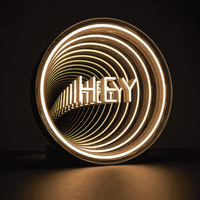 Enseigne LED personnalisée en acrylique avec miroir infini, boîte lumineuse néon 3D, logo personnalisé, décoration murale pour bar, club, mariage, boutique, bureau, maison