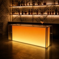 Table de salle à manger moderne en acrylique haut de gamme, îlot de cuisine, comptoir en acrylique sur mesure avec éclairage LED pour villa, table de bar