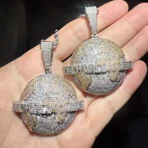 2 Tone terra rotonda mostra lettera <span class=keywords><strong>il</strong></span> mondo è <span class=keywords><strong>mio</strong></span> ciondolo da uomo collana Hip Hop piena Bling Cubic zirconi CZ <span class=keywords><strong>gioielli</strong></span> di moda - Product Image 2