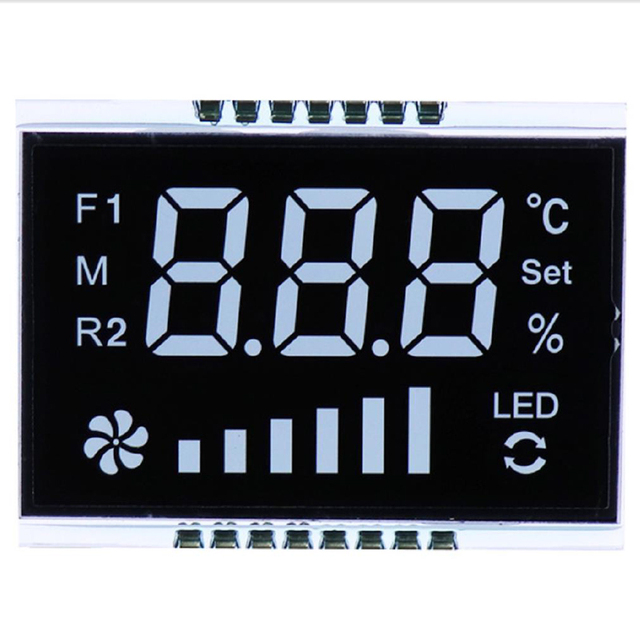 Custom Segment VATN Negative Blue mode Transmissive Automotive Grade LCD Display With Ultra Wide Operating Temperature