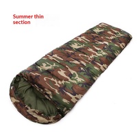 Sac de couchage d'extérieur chaud camouflage de type enveloppe, garnissage en coton creux, tissu en polyester et soie pour adulte, randonnée printemps/été