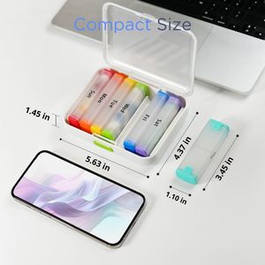 Organisateur de pilules en plastique portable à 14 compartiments, nouveau, 7 jours, <span class=keywords><strong>matin</strong></span>, <span class=keywords><strong>soir</strong></span>, séparateur hebdomadaire, boîtes à capsules, conteneur de pilules hebdomadaire - Product Image 5
