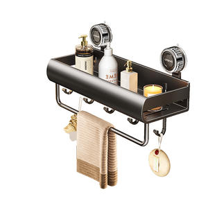 Estante de baño Liteng de doble capa con ventosa, barra para toallas y ganchos para almacenamiento en el lavabo - Product Image 4