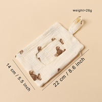 Sac de rangement suspendu multi-usages pour lingettes et mouchoirs pour bébé, en tissu crêpe de coton pur double couche, avec fermeture éclair