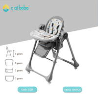 Chaise haute pliable pour bébé Clafbebe, moderne, portable, en PP et PU, hauteur réglable, avec des dispositifs de sécurité, de 0 à 12 mois